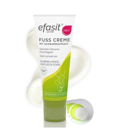 efasit Foot Cream with Sponge Tip, 75ml - Dry Foot Cream with Applicator, Application Without Sticky Hands, Quickly Penetrates Urea, Aloe Vera and Oil Hydrolotion,