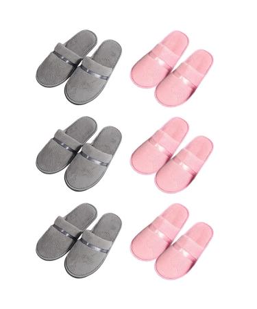 Tianmao 5 pairs of slipper hotels lipper tortier hip slippers with closed toes universal size 28.5 * 11cm coral fleece guest slippers for spa party guests hotel and travel unit size 3 gray 3 pink