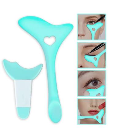 2pcs Eyeliner Stencil Aid Eyeliner Tool For Winged Silicone Eye Liner Eyeshadow Mascara Guard Shield for Beginners Face Cream Mask Tools Blue