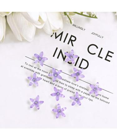 Mezrkuwr 10 pcs Lila Flower Hair Clips - Rhinestone Metal Hair Accessories for Weddings & Girls - Decorative Violet Bridal Hair Clamps - Buy Online on GoSupps.com