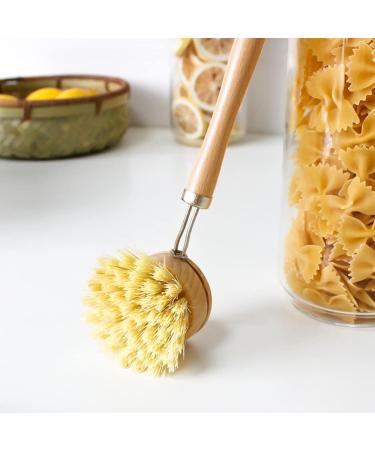 Bamboo Wok Brush Bamboo Dish Brush Bamboo Wok Cleaning Brush Bamboo Scrub Brush Eco-Friendly Dish Brush Replacement Heads - 5 Pieces Natural Sisal Hemp and Beech Wood Scrubbing Brushes - Buy Online on GoSupps.com