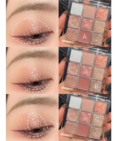  Srliya 9 Colors Matte Eyeshadow Palette Makeup Eyeshadow Palette with Shiny Sequins Waterproof and Durable Eye Cosmetic Set (1) - Buy Online on GoSupps.com