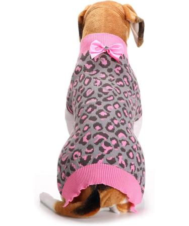 Amaone Chihuahua Puppy Coat - Pink Leopard Knit Jacket for Small Dogs - Buy Online on GoSupps.com