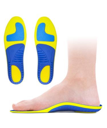 Insoles for Standing All Day Arch Support Insoles - Shoe Inserts for Flat Feet  Heel Spur  Heel Pain  Plantar Fasciitis Relief Insoles - Orthotic Inserts for Women & Men Yellow S (Men 7-8.5/Women 8-9.5)