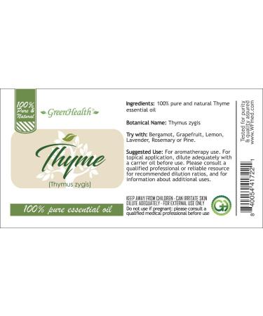 GreenHealth Thyme 100% Pure Essential Oil (White) - 1oz (30ml) - Buy Online on GoSupps.com