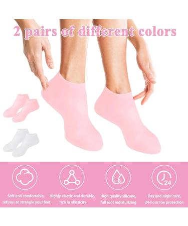 INBOLM 2pairs Silicone Moisturizing Socks Women Foot Spa Pedicure Silicone Socks Anti Slip Aloe Socks for Dry Cracked Feet Silicone Socks for Cracked Feet Elastic Non Slip Multi Purpose(Pink White) - Buy Online on GoSupps.com