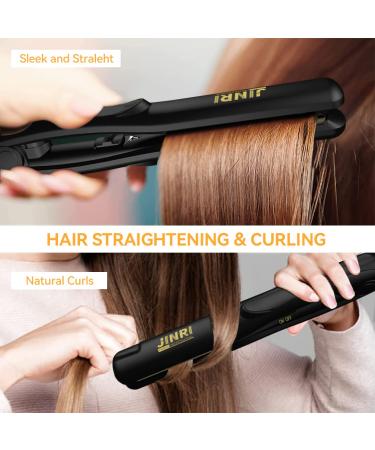 Jinri Hair Straightener with Titanium Plates - 0.8 Inch Flat Iron Travel Size Dual Voltage - Black - Buy Online on GoSupps.com