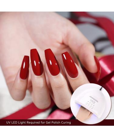 GAOY Burgundy Red Gel Nail Polish Set - 6 Colors Including Black Glitter, UV LED Soak Off, Home DIY Manicure Kit - Salon Quality Varnish Burgundy Collection - Buy Online on GoSupps.com