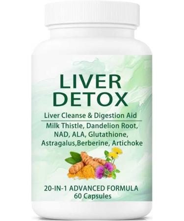 NutraPure Liver Cleanse Detox & Repair Capsules 20-in-1 Liver Detox Supplement with Dandelion Root Turmeric Milk Thistle Artichoke Leaf for Liver Cleanse & Digestion Aid Health 60 Capsules