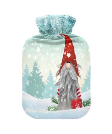 Merry Christmas Dwarf Snow Mann Snowflake Heat bottle with cover Heat bottles for pain relief hot water bag Heat pocket for women girls 1l
