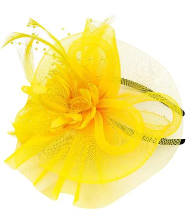 Girls Yellow Fascinator Hat - Vintage Floral Headpiece for Cocktail Tea Party, Wedding & Bridal Events - Buy Online on GoSupps.com