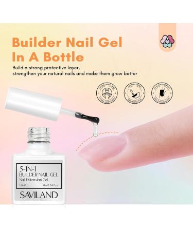 Saviland 5 in 1 Builder Nail Gel Set - 6 Colors Clear Pink Jelly Translucent Builder Gels | Nail Strengthener & Extension Gel Overlay | Nail Art Gifts for Women - 02 Colorful Jelly Translucent - Buy Online on GoSupps.com