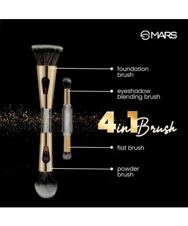 MAR S 4-in-1 Travel Makeup Brush Set | Foundation Powder Eyeshadow & Flat Brushes - Soft Bristles for Women Gold - Perfect for International Shipping - Buy Online on GoSupps.com
