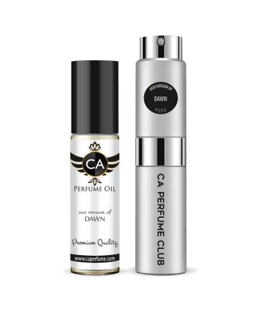 CA Perfume Duo Impression of Dawn For Women & Men Sprayer + Body Oil Roll-On Bottles 0.27 Fl Oz+0.33 Fl Oz