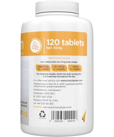 maxxipaws maxxicalm Natural Calming Supplement for Dogs - 120 Non-Drowsy Tablets - Buy Online on GoSupps.com