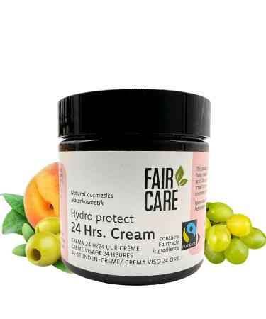 FAIRTRADE 24h face cream 3.38 Oz- natural facial care with apricot olive and grape - Moisturizing and nourishing - Suitable for all skin types