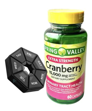 QUANTUM LEAP Weekly Pill Organizer includes a Spring Valley Extra Strength Cranberry Dietary Supplement 15 000 mg 60 Capsules.