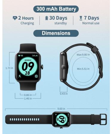 24/7 Heart Rate Blood Oxygen Sleep Tracker Smart Watch Fitness Tracker | Waterproof Touchscreen Smartwatch for Men Women - Black - Buy Online on GoSupps.com