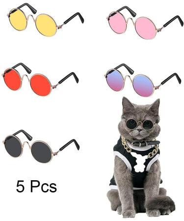 5 Pieces Pet Glasses | Fashion Sunglasses for Dogs & Cats | Retro Style Small & Medium Pet Sunglasses - Buy Online on GoSupps.com