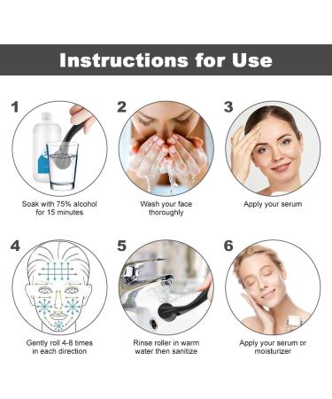 LOPHE Derma Roller 0.5mm Microneedle Derma Roller for Men and Women Professional Microneedling Derma Needling Micro Needle Roller Facial Wrinkles Hair Loss Stretch Marks Hair Regrowth Black head + black handle - Buy Online on GoSupps.com