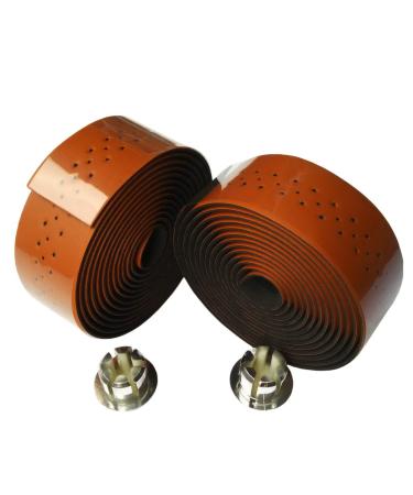 KINGOU Carbon Fiber PU Leather Road Bike Handlebar Tape Bar Tapes - 2PCS Per Set brown