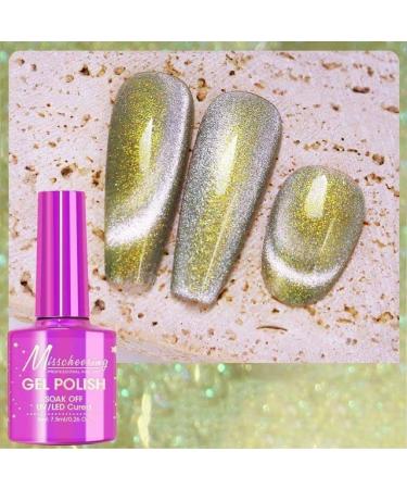 7.5ML Fantasy Gemstone Cat Eye Nail Gel Polish Holographic Semi Permanent Soak Off Sparkling Nail Varnish Aurora UV Gel - (Color: A004)