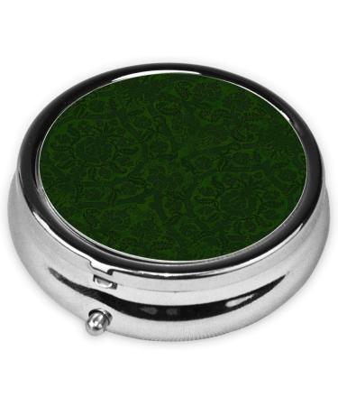 Hunter Green Floral Portable Round Pill Box | Lightweight & Moisture-Proof | Organize Vitamins & Supplements - Buy Online on GoSupps.com