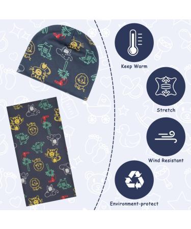 Aolso Baby Cotton Hat and Tube Scarf Set - L-Grey Blue - 1-3 Years | Soft Beanie Hat and Loop Scarf for Autumn Winter Fashion - Buy Online on GoSupps.com