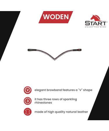 Buy Wodenhringriemen Horse Glitter Headband | Leather Diamond Stirrup Strap for Warmblood Thoroughbred & Pony - Full Black - Buy Online on GoSupps.com
