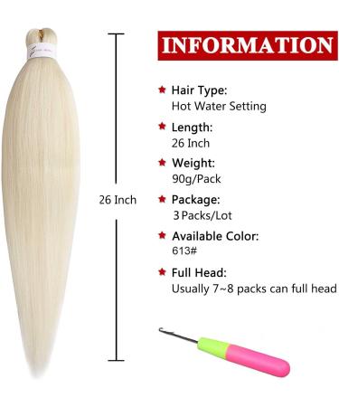 Xtrend 26 Inch 3 Packs Pre Stretched Braiding Hair Blonde Braiding Hair Pre Stretched Yaki Texture Pre-stretched Braids Hair Professional Synthetic Hair Extension (3Packs 613#) 26 Inch (Pack of 3) 613# - Buy Online on GoSupps.com