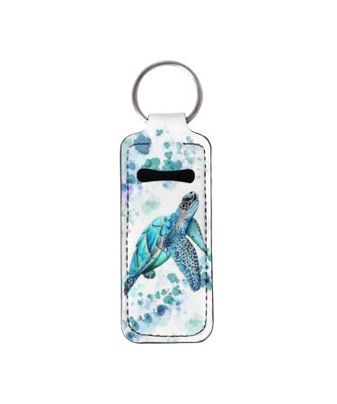 Suobstales Chapstick Holder Keychain Clip-on Sleeve Chap Stick Pouch Lip Balm Holsteror Lipstick Tracker Safeguard Aquarium Turtle