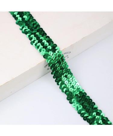 Green Elastic Sequin Ribbon Trim - 10 Yards, 1 Inch - Stretch Fabric Sewing Trim for Dance Dress and Headband Embellishment - Buy Online on GoSupps.com