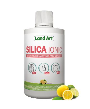 Land Art Liquid Ionic Silica  Vegan Collagen Booster  Supplement for Hair, Skin, Nails  500ml  Great Lemon Lime Taste  Non-GMO  Gluten Free  Sugar Free  33 Doses