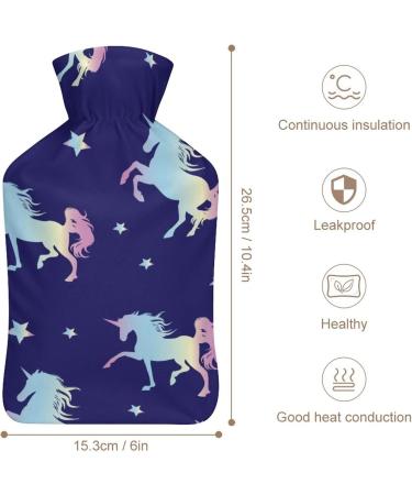 Unicorn & Star Pattern Heat Bottle | Rubber Hot Water Bag for Pain Relief Cramps & Foot Warmer - Buy Online on GoSupps.com