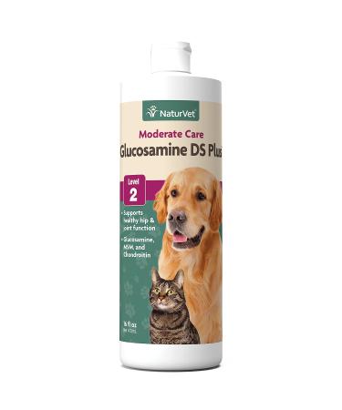 NaturVet Glucosamine DS Plus Level 2 Moderate Care Joint Support Supplement for Dogs and Cats, Liquid, Made in the USA 16 Ounce