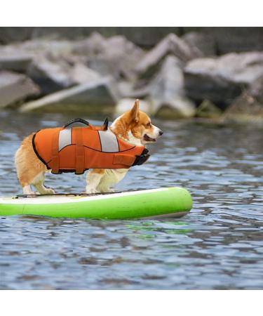 Wallpage Dog Life Jacket - Classic Stripes Tearproof Adjustable Size Strong Rescue Handle for Swimming & Boating (Orange Size S: Chest Girth 42-53cm) - Buy Online on GoSupps.com