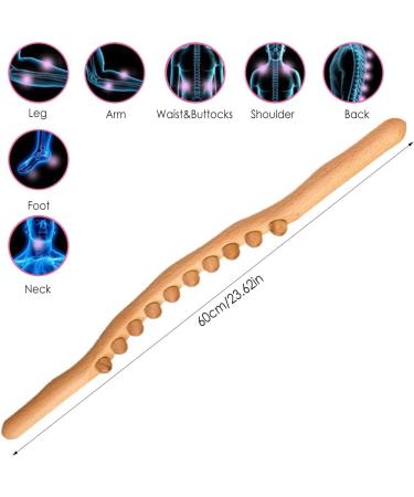 Premium Gua Sha Wooden Stick - Multifunctional Massage Tool with 10 Pearls | Natural Wood Rolling Massage Device for Relaxation - Buy Online on GoSupps.com