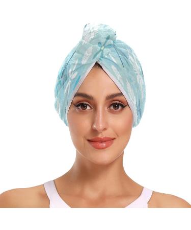 Dragonfly Pattern Dry Hair Cap & Quick Drying Towel Set | Super Absorbent & Comfortable | 2 Piece with Button Headband - Buy Online on GoSupps.com