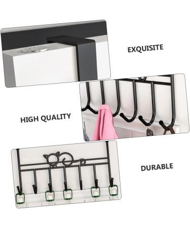 LABRIMP College Essentials 7 Door Hook Towel Hooks Cabinet Hooks Wood Decor Coat Hook Coat Hanger No Trace Bedroom Door Office 42X22CM Black - Buy Online on GoSupps.com