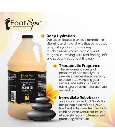 Foot SPA Healing Therapy Massage Lotion 128 Oz | Peppermint & Eucalyptus | Professional Pedicure & Manicure | Natural Oils & Vitamins - Bulk Refill Gallon - Buy Online on GoSupps.com