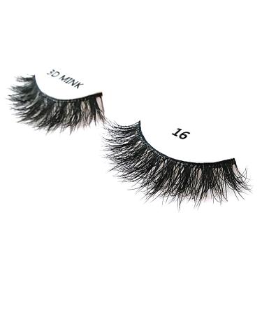 MIZ LASH 3D Mink Eyelashes - 100% Real Fur Cruelty-Free Reusable Soft & Thick False Lashes #16 | Dramatic Fluffy & Natural Look | Handmade Eyelash Extensions for Women - Buy Online on GoSupps.com