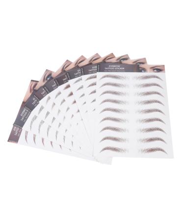 Housoutil Eyebrow Transfer Stickers 9 Sheets transfer stickers 4d sticker eyebrow stickers modeling template Makeup Tools 3d cosmetic 6d brow 4d eyebrow trimming false eyebrow hair 21.5X14.5cm Brown