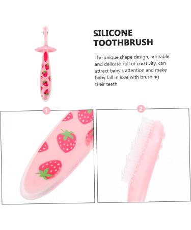 Tovinanna 2-in-1 Baby Toothbrush & Tongue Cleaner - Silicone Finger Brush for Babies | Travel Accessories | Pink - Buy Online on GoSupps.com