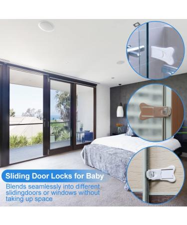 Wenrero 4-Piece Sliding Door Safety Lock Set | No Drill Child Lock with 3M Glue | Secure Windows & Closets | ABS 7cm Sliding Door Block - Buy Online on GoSupps.com