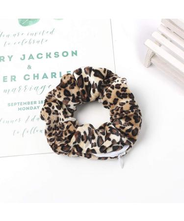 Premium Velvet Hair Tie Scrunchies with Hidden Zipper Pocket - 12 Pcs for VSCO Girls & Women | Chiffon Leopard Dots Plaid Hair Accessories - Buy Online on GoSupps.com