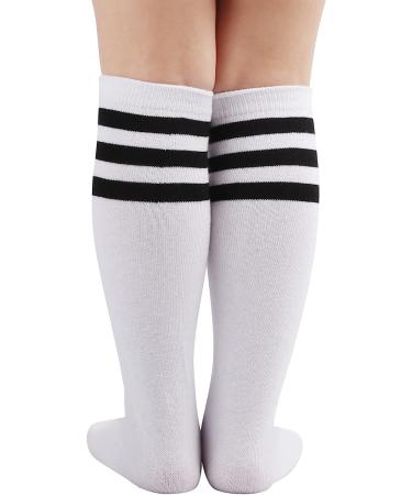 DRESHOW BQUBO Kids Toddler Soccer Socks - White/Black Stripe, 3-6 Years - Buy Online on GoSupps.com