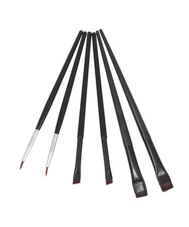 VINTORKY 6pcs Eyeliner Makeup Brush Cosmetic Brush Professional Makeup Brushes Rayon Wooden Handle Black
