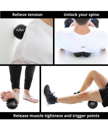 Deep Tissue Massage Ball Set for Muscle Recovery, Myofascial Release & Plantar Fasciitis Relief - Black - Buy Online on GoSupps.com
