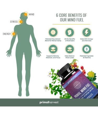 Primal Harvest Primal Mind Fuel Brain Supplement - 30 Capsules for Focus, Energy, Clarity, and Memory - Nootropic Brain Support for Men and Women - Buy Online on GoSupps.com