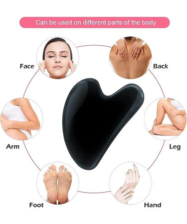 100% Natural Black Heart-Shaped Gua Sha Stones for Face Eyes & Neck - Massage Tool for Skin Care & Relaxation - Buy Online on GoSupps.com